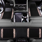 Bling Rhinestone Diamond Car Floor Mat, Crystal Sparkly Shining Glitter Carpet Waterproof Anti-Slip PVC Heel Pad, Universal for Interior Auto SUV,Sedan,Van,4pcs Girl Women Men, Champagne Gold