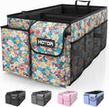 Trunk Organizer- Car Organizer, Foldable Trunk organizer for SUVs & Sedans, Sturdy Car Organization for Car Accessories, Tools, Sundries, Blue Flower, 2 Compartments, 21.3"×12.6"×10.6"