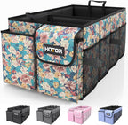 Trunk Organizer- Car Organizer, Foldable Trunk organizer for SUVs & Sedans, Sturdy Car Organization for Car Accessories, Tools, Sundries, Blue Flower, 2 Compartments, 21.3"×12.6"×10.6"