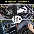 Large Tire Shine Applicator & Bendable Wheel Brush Set for Detailing Cleaning and Tire Shine,Automotive Tire Dressing Applicator Brush with Storage Stand for Tire Detailing & Car Wash Kit,Black-4pcs