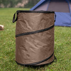 Outdoor Trash Can - 46-Gallon Collapsible Garbage Can with 3 Stakes - Pop Up Trash Can for Camping, Storage, or Yard Waste Outdoors (Beige)