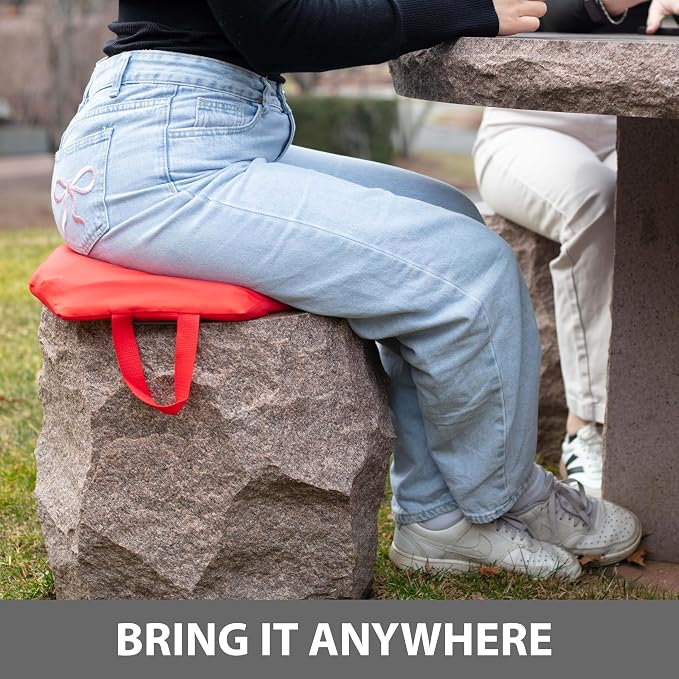 Vesture Lava Buns MicroCore Heated Seat Cushion - Cordless Portable Warmer for Office, Car, Home & Outdoor Events - Fast Even Heat - Soft Red Fabric - No Cords No Batteries - Winter Comfort Pad