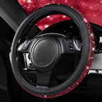 Red Diamond Black Leather Steering Wheel Cover, with Bling Crystal Rhinestones Universal Fit 14" 1/2-15" Crystal Glitter for Women Sparkle Girl Fit Suvs,Vans,Sedans,Cars,Trucks, Red Diamond