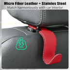 Car Seat Headrest Hook Universal Vehicle Storage Hanger Leather with Metal Car Seat Back Organizer for Handbag Purse Coat Wine 2 Pack