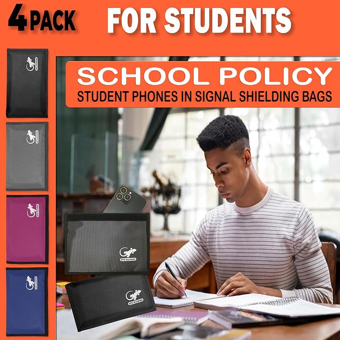 4 Faraday Bag Anti-Tracking GPS RFID Car Key Signal Blocker Wallet Shielding Pouch Protective Case for Cell Phone Car Key FOB, Data Privacy, Electronic Device Security (4 PACK - FAMILY PACK)