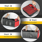 2 Compartments Car Trunk Organizer, 600D Oxford Polyester Car Storage, Anti-slip 14" D x 22" W x 12" H Collapsible Trunk Storage, Suitable for SUV, Minivan, Truck, Red New