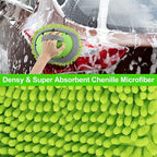 62'' Car Wash Brush with Long Handle Chenille Microfiber Car Wash Mop Mitt Kit Car Detailing Brush Cleaning Kit Window Squeegee Car Duster Drying Towels Tire Brush for Cars RV Truck Boat