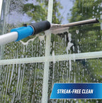 Professional Connect and Clean 12” Performance Squeegee for Glass and Window Care with Replacement Rubber, Heavy Duty Cleaning Supplies with Streak-Free Results, Handheld Household Cleaner Tool