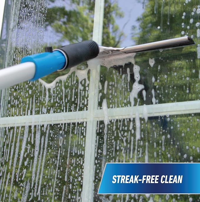 Connect and Clean 16” Performance Window and Glass Cleaning Squeegee with Replacement Rubber, Cleaning Supplies, Heavy Duty Household Cleaner Tools with Streak-Free Results