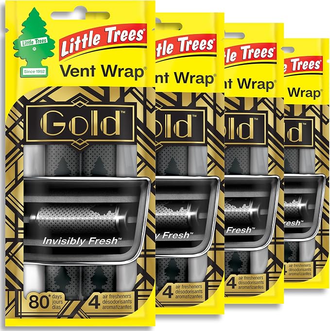 Car Air Freshener | Vent Wrap Provides Long Lasting Scent, Invisibly Fresh | 16 Air Fresheners | Gold