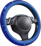 Bling Diamond Leather Steering Wheel Cover, with Bling Sparkly Crystal Glitter Rhinestones Universal Fit 14" 1/2-15" Car Wheel Protect for Women Girl Fit Suvs,Vans,Sedans,Cars,Trucks, Blue