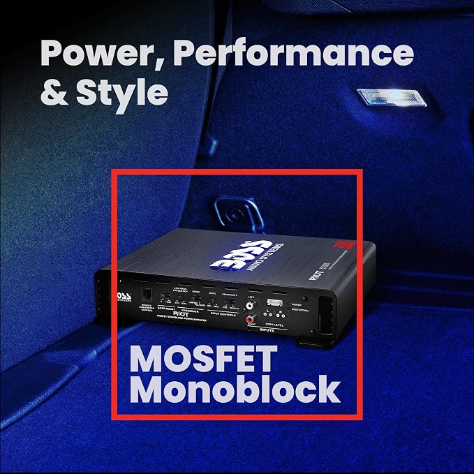 R1100M Monoblock Car Amplifier - 1100 High Output, 2-8 Ohm Stable, Low/High Level Inputs, Low Pass Crossover, MOSFET Power Supply