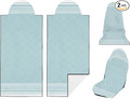 2 Pack Car Seat Towel Covers, Sweat Protector for Front Seats, Premium Thickened Microfiber with Boho Geometric, Breathable & Quick Dry, Slip-on Headrest Pocket for Gym, Beach, Running (Light Blue)