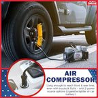Tire Inflator Portable Air Compressor – 12V DC Air Pump for Car Tires, 150 PSI Electric Air Pump with Tyre Pressure Gauge – Corded Black by WE LOVE TO DRIVE