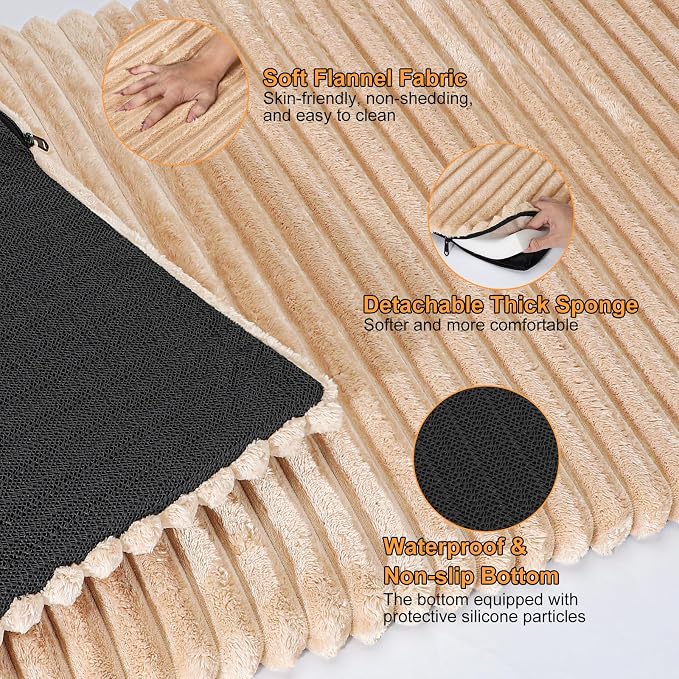 Backseat Pet Bed Mat, Non-Slip Dog Bed for Car Back Seat, Washable Travel Pet Mat with Removable Cover, Dog Seat Covers Protector Fit for Backseat Extenders and Trucks SUVs, 54"x 24.8", Brown