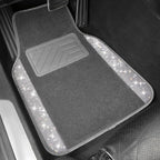 Bling Diamond Car Mats Shining Carpet Crystal Rhinestones Sparkly Glitter Floor Mats with Anti-Slip PVC Heel Pad Universal Fit for Automotive SUV, Sedan, Car, Van, 4pcs for Girl Women, Gray