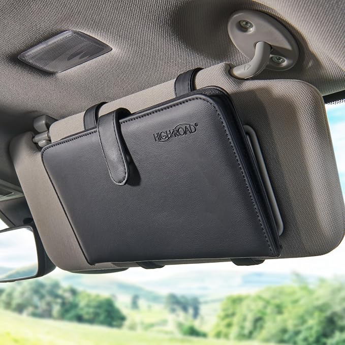 Car Document Holder - Registration and Insurance Card Holder and Car Visor Organizer with 6 Clear Pockets and Pen Loop for Driving Documents, Cards and Paperwork