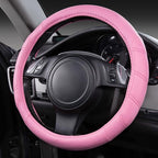 Line Rider Microfiber Leather Sporty 14.5-15 inch Car Steering Wheel Cover Universal Fits for 95% Cars Sedans SUV Trucks, Anti-Slip Safety Comfortable Design (Pure Pink)