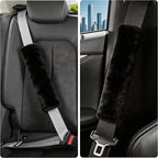 2-Pack Soft Furry Universal Seatbelt Cover – Shoulder Pad for Car Truck SUV Airplane Bus – Relieves Neck & Shoulder Pressure – Fits Backpack, Camera Bag, Laptop Bag Straps (10.5 Inch, Black)