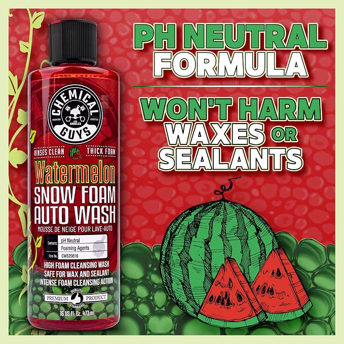 CWS20864 Watermelon Snow Foam Car Wash Soap (Works with Foam Cannons or Bucket Washes) For Cars, Trucks, Motorcycles, RVs & More, 64 fl oz (Half Gallon) Watermelon Scent