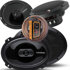 Pair of Punch P1694 6" X 9" 300W 4-Way + P1650 6.5" 220W 2-Way Full Range Coaxial Speakers - 4 Speakers + Gravity Magnet Phone Holder