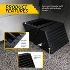 Rubber Wheel Chock 2 Pack, Large 10" x 8" x 6" Heavy Duty Tire Stop with Non Slip All Weather Grip, Oil Resistant Rubber Block with Steel Eyebolt for Vehicle and Trailer Safety (80681)