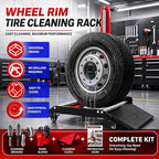 Rolling Wheel Detailing Stand – Heavy-Duty Tire Cleaning and Polishing Roller with 3-Way Rotating Rollers for Ceramic Coating, Tire Shine, Car Wheel Wash – Garage Accessory for Auto Detailers
