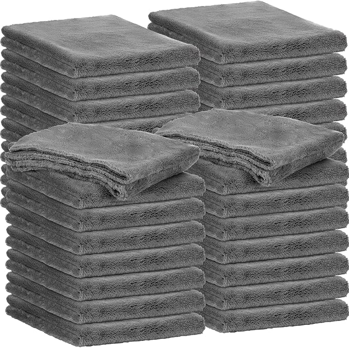 20 Pcs 16 x 16 Inch Edgeless Microfiber Plush Towels for Cars Detailing Drying Wash Polishing Absorbent Cleaning Cloths, 500 GSM (Gray)