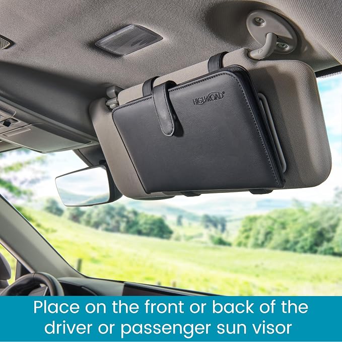 Car Document Holder - Registration and Insurance Card Holder and Car Visor Organizer with 6 Clear Pockets and Pen Loop for Driving Documents, Cards and Paperwork