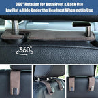 Car Seat Back Hook Universal Auto Storage Hanger Suede with Metal Car Seat Organizer for Handbag Purse Coat Umbrellas Grocery Bags 2 Pack Brown