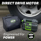 40086 Tire Inflator, Cordless, Pro Power, Portable Air Compressor Pump, Auto Shut-Off, Lithium Ion Battery and LED Light, Rechargeable, 3 min inflation