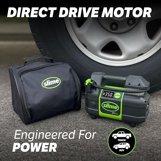 40086 Tire Inflator, Cordless, Pro Power, Portable Air Compressor Pump, Auto Shut-Off, Lithium Ion Battery and LED Light, Rechargeable, 3 min inflation