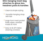 TrimTrash Hanging Car Garbage Bag - Slim and Leakproof Car Trash Bag with Magnetic Closure and Storage Pocket - Attaches to Seat, Glovebox or Console