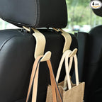 Car Seat Headrest Hook Universal Vehicle Seat Hook Hangers Interior Storage Organizer for Purse Handbag Coats Umbrellas Grocery Bags 4 Pack Beige