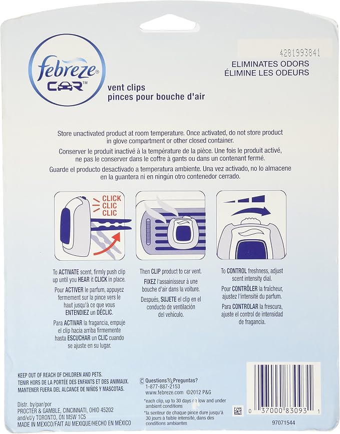 Car Vent-Clip Air Fresheners - 4 Pack (Linen & Sky)0.06 FL.OZ
