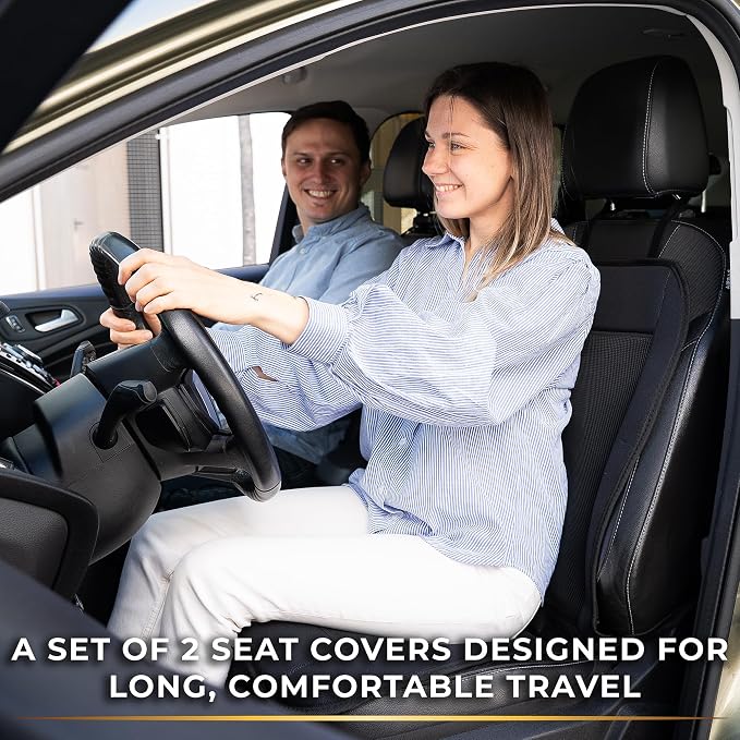 Cooling Car Seat Cover, Black Automotive Adjustable Temperature Comfortable Cooling Car Seat Cover (2 Pack)