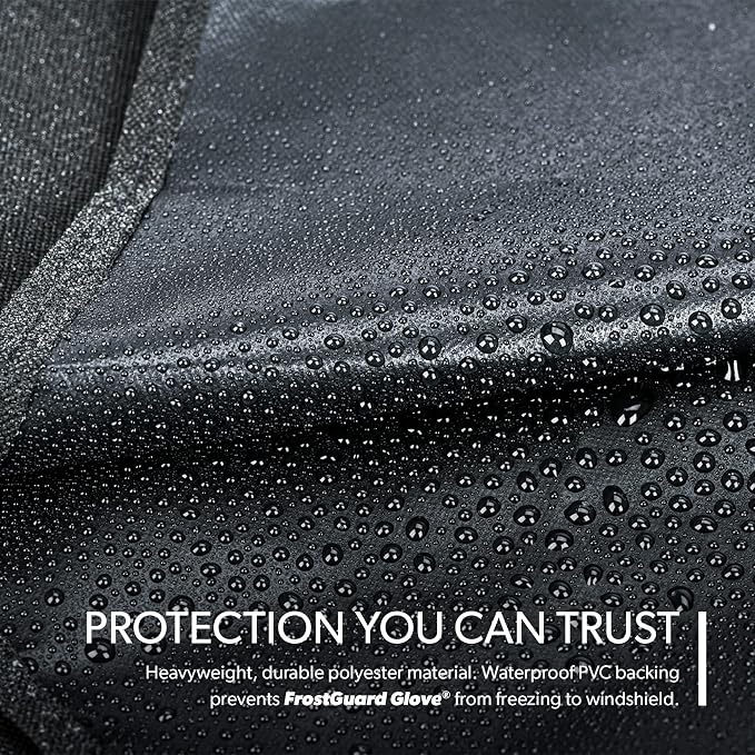 Glove | Car Windshield Cover for Ice and Snow - XL Size, Fits SUVs and Trucks - Features Elastic Loops, Security Panels + Storage Pouch - Black, Measures 68 x 41 Inches