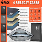 4 Faraday Bag Anti-Tracking GPS RFID Car Key Signal Blocker Wallet Shielding Pouch Protective Case for Cell Phone Car Key FOB, Data Privacy, Electronic Device Security (4 PACK - BLACK AND GRAY)