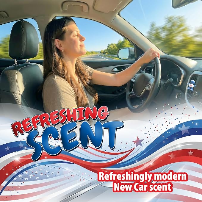 Little Joe 96419-6PK USA Edition New Car Scent Car Air Freshener Vent Clip, Fights Odors for up to 45 Days, Long-Lasting Freshness, Cute Car Odor Eliminator, Pack of 6