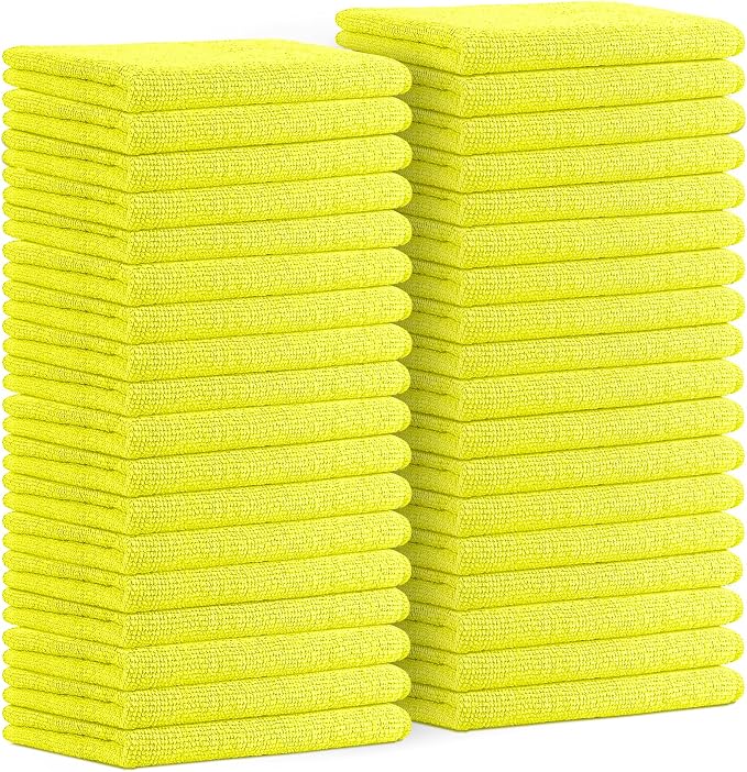 Microfiber Cleaning Cloths (Value Pack of 36) - Size 16 x 16 Inches, Highly Absorbent Cleaning Rags, Lint Free, Reusable and Washable, Microfiber Towels for Cars