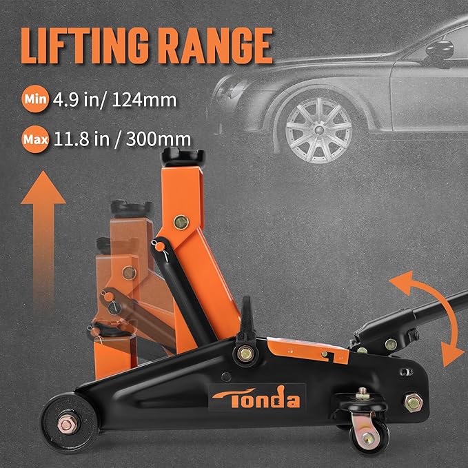 Floor Jack, Hydraulic Portable Car Jack, 2 Ton (3,800 lb) Capacity, Black