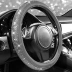 Bling Diamond Leather Steering Wheel Cover, with Bling Sparkly Crystal Glitter Rhinestones Universal Fit 14" 1/2-15" Car Wheel Protector for Women Girl Fit Suvs,Vans,Sedans,Cars,Trucks, Gray
