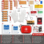 Mini First Aid Kit, 100 Pieces Water-Resistant Hard Shell Small Case - Perfect for Travel, Outdoor, Home, Office, Camping, Hiking, Car (Red)