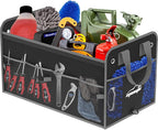 Car Trunk Organizer with Lid & Adjustable Multi Compartment for SUV | with Side Pockets and Securing Straps, Foldable