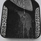 Waterproof Universal Car Floor Mats, Leopard Print Car Mats Fit for SUV,Vans,sedans, Trucks,Set of 4pcs Car Carpet with Driver Heel Pad and Nibs Backing, Leopard Car Accessories Gray Leopard