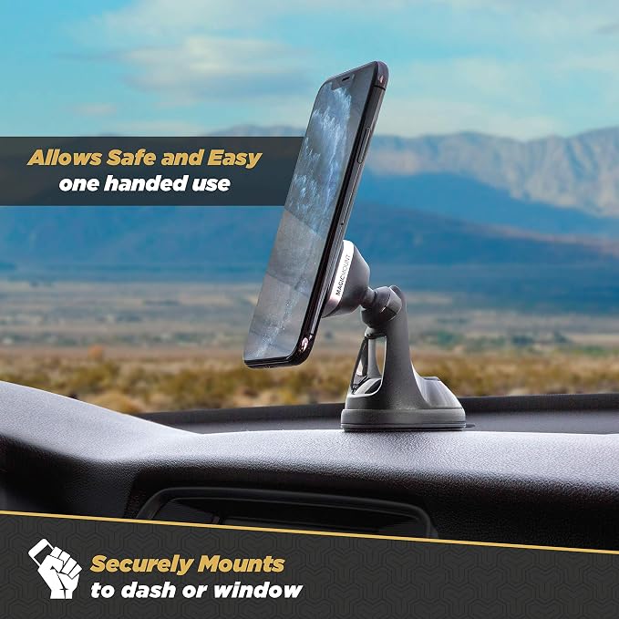 MM2WDSR-SP MagicMount Pro Magnetic Car Phone Holder - Strong Magnet Mount for iPhone and Android - Secure Magnetic Cell Phone Mount for Car Window or Dash - Universal 360° Adjustable Head