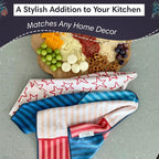 Microfiber Hand Towel & Washcloth Set of 2 - Double-Sided, Waffle Weave, Super Absorbent, Lint-Free, Fast Drying -for Bathroom, Kitchen, Car, and Window Cleaning (Stars & Stripes - Red, Blue, Cream)