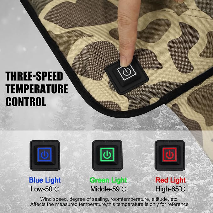 Portable Heated Seat Cushion,Heated Stadium Seats for Bleachers(Camo Green) | Waterproof Heated Seat Pad Great for Outdoor Sports,Camping,Fishing(No Power Bank)