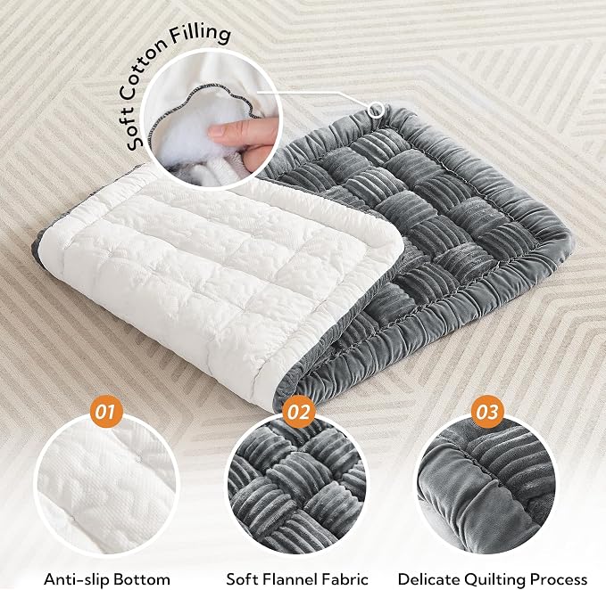 Backseat Pet Bed Mat,Dog Bed for Car,Fuzzy Dog Seat Cover for Car Back Seat, Non-Slip Travel Pet Mat, Fit for Backseat Extenders and Seat Covers(Gray)
