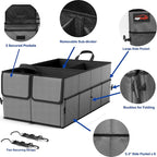 Foldable Car Trunk Organizer for SUV, 3-Compartment, Dark Gray | with Removable Divider, Side Pockets and Securing Straps